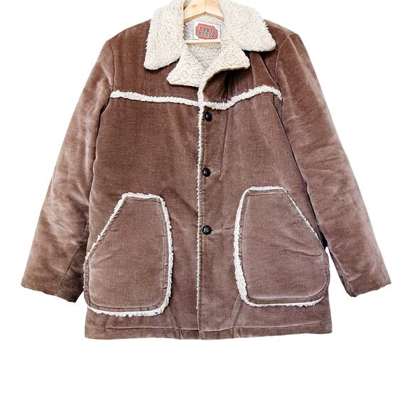 VTG 70s Fort Dodge Ranch Jacket Mens L Brown Sherpa Lining Western Boho Indie - Picture 10 of 10